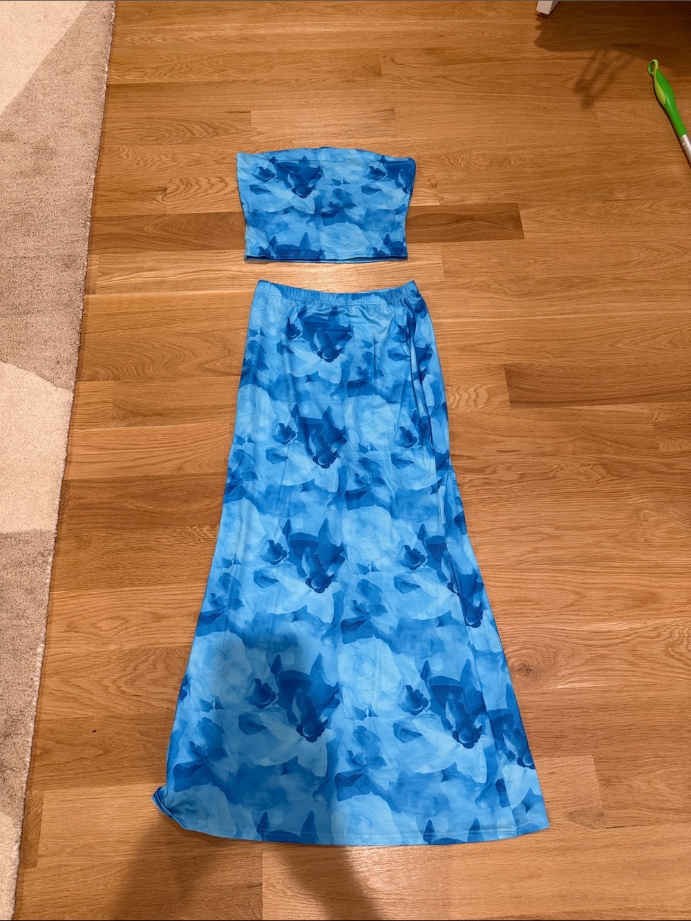 Blue Floral Two-Piece Dress Set for Kids